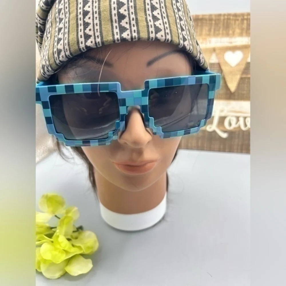 💋Minecraft block creeper sunglasses 🕶 sunshades blue